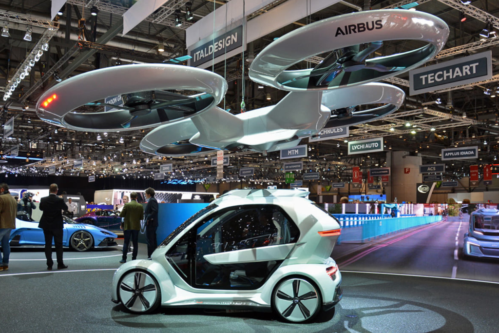 modelos de carros voadores apresentados em Geneva